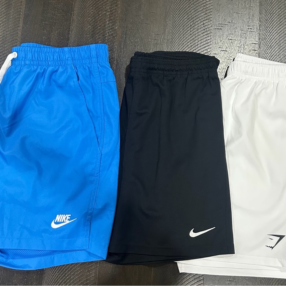 Nike and Gym Shark Sports Shorts Set - Blue, Black, White